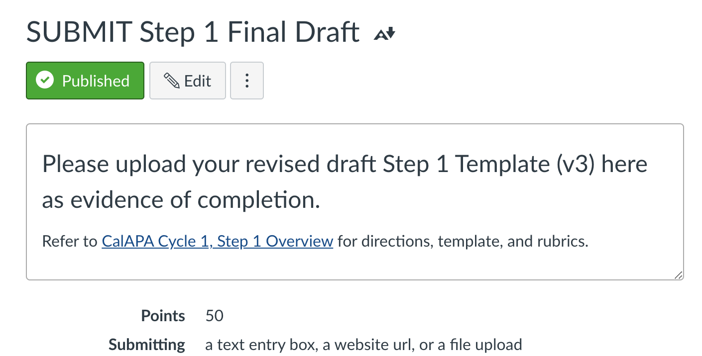 Screenshot of submission instructions and verification of CalAPA 1 submission examples.