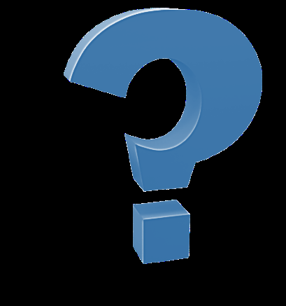 Promotional graphic with question mark and contact details