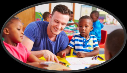 Students and teacher in classroom