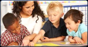 Teacher working with young children