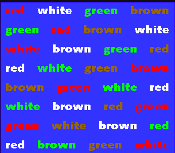 Color word reading activity