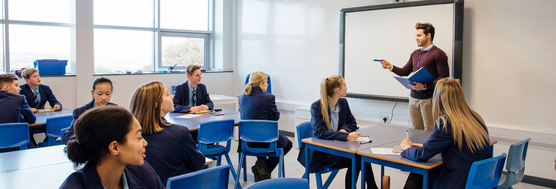 Classroom photo collage showing teaching and students in a classroom