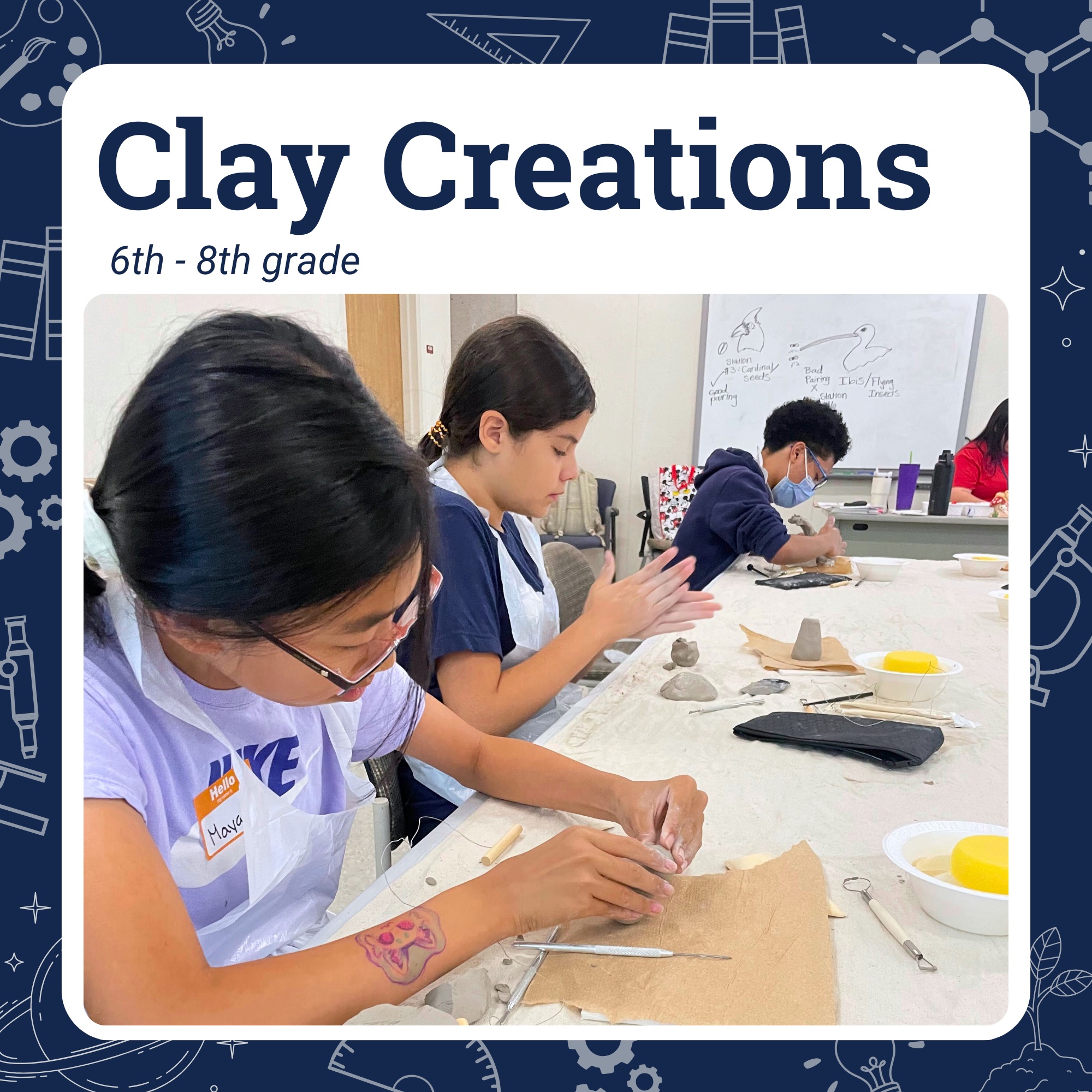 Clay Creation students working with plain clay