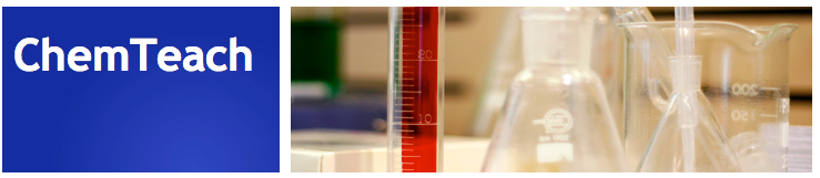 ChemTeach banner with laboratory glassware
