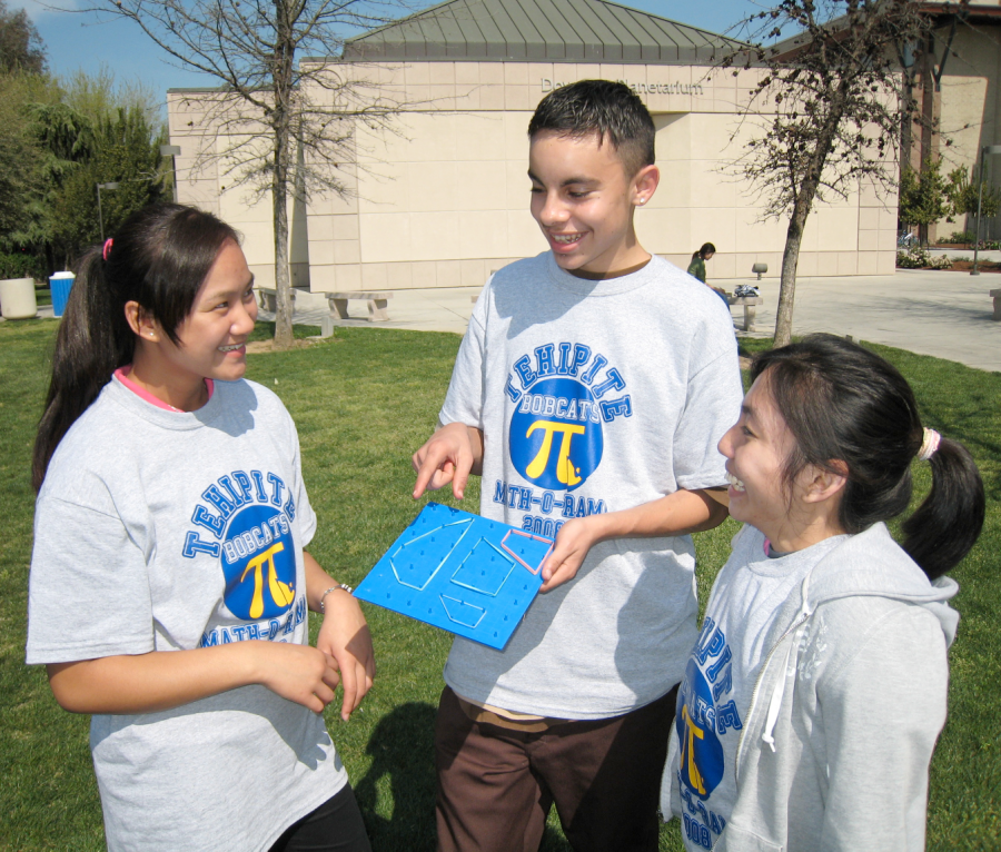Flyer with reasons to teach math or science, Fresno State logo, contact information, and info card
