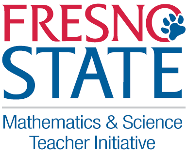 Fresno State logo with Mathematics & Science Teacher Initiative and contact information