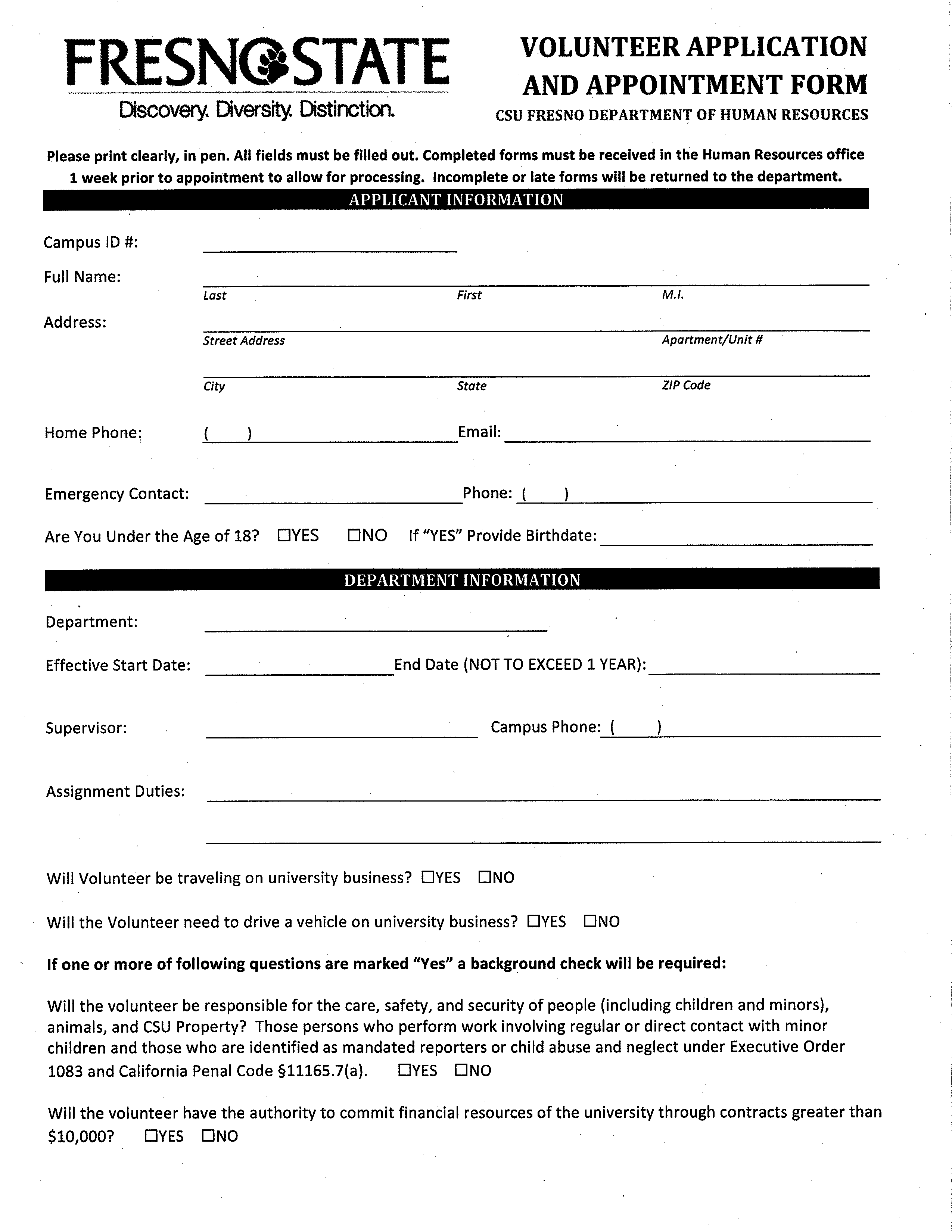 Travel application form, reimbursement tables, payment request, advance, and signature sections