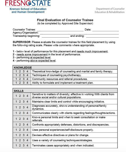 Alumni evaluation form