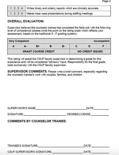 Employer evaluation form