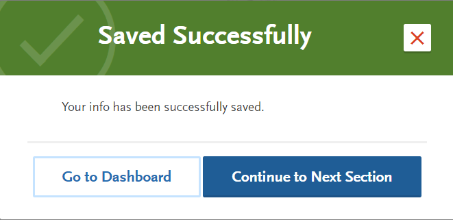 Payment confirmation page