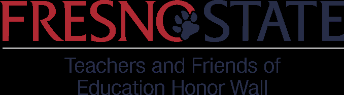 Teachers and Friends of Education Honor Wall form with donor information, honoree engraving lines, mailing options, payment information, and contact details