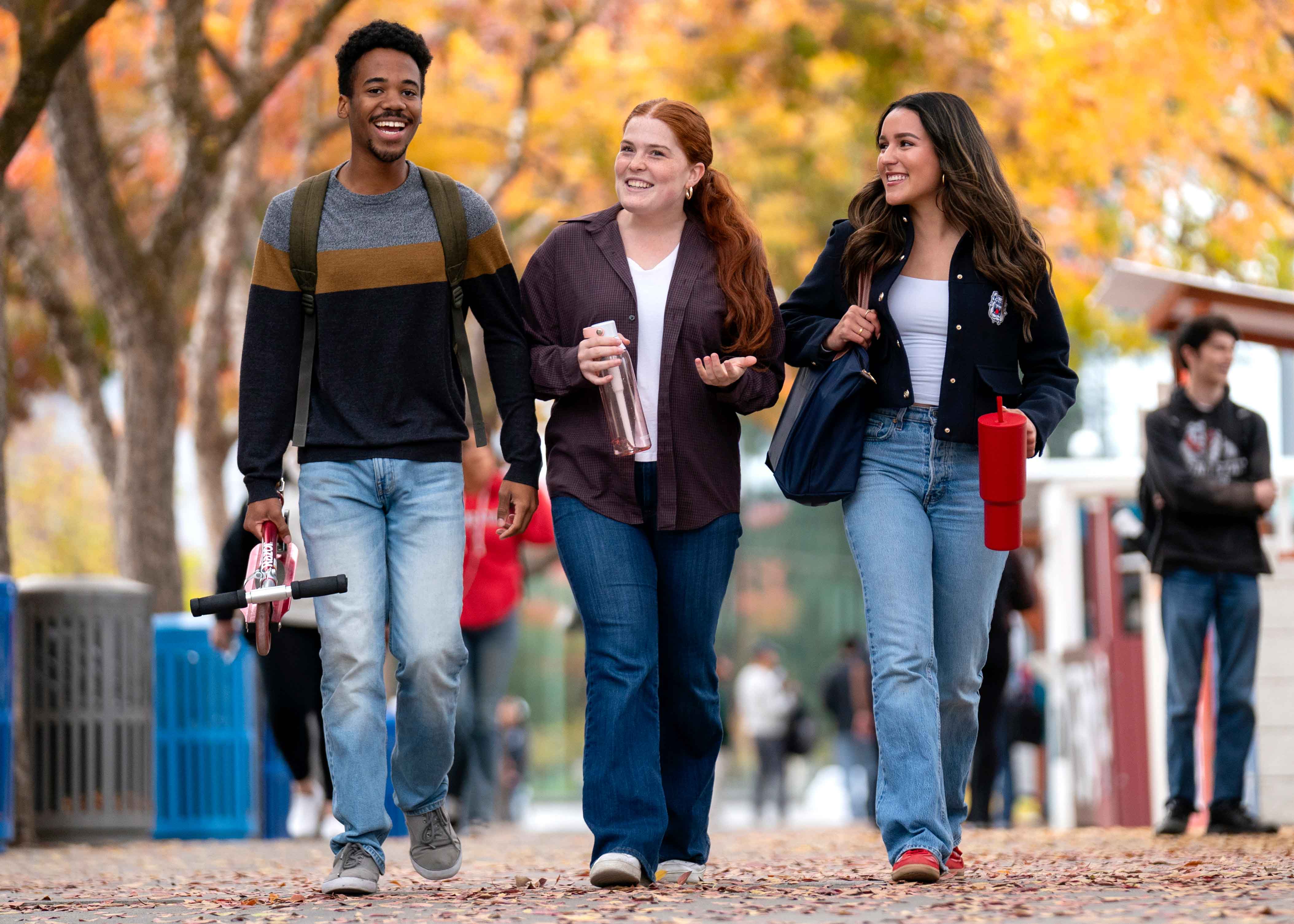 students walking on campus