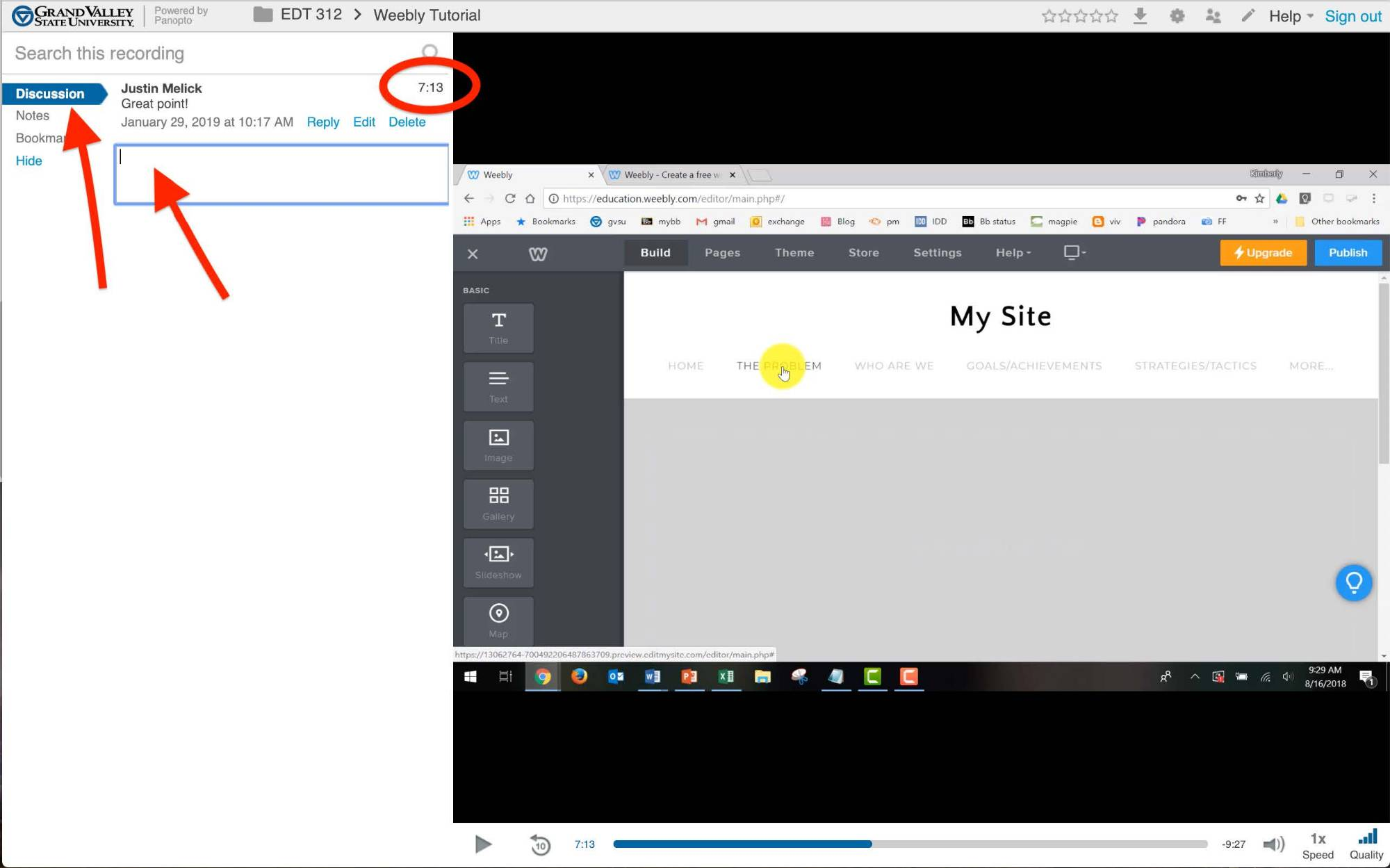 Final resource links and discussion example in Panopto guide
