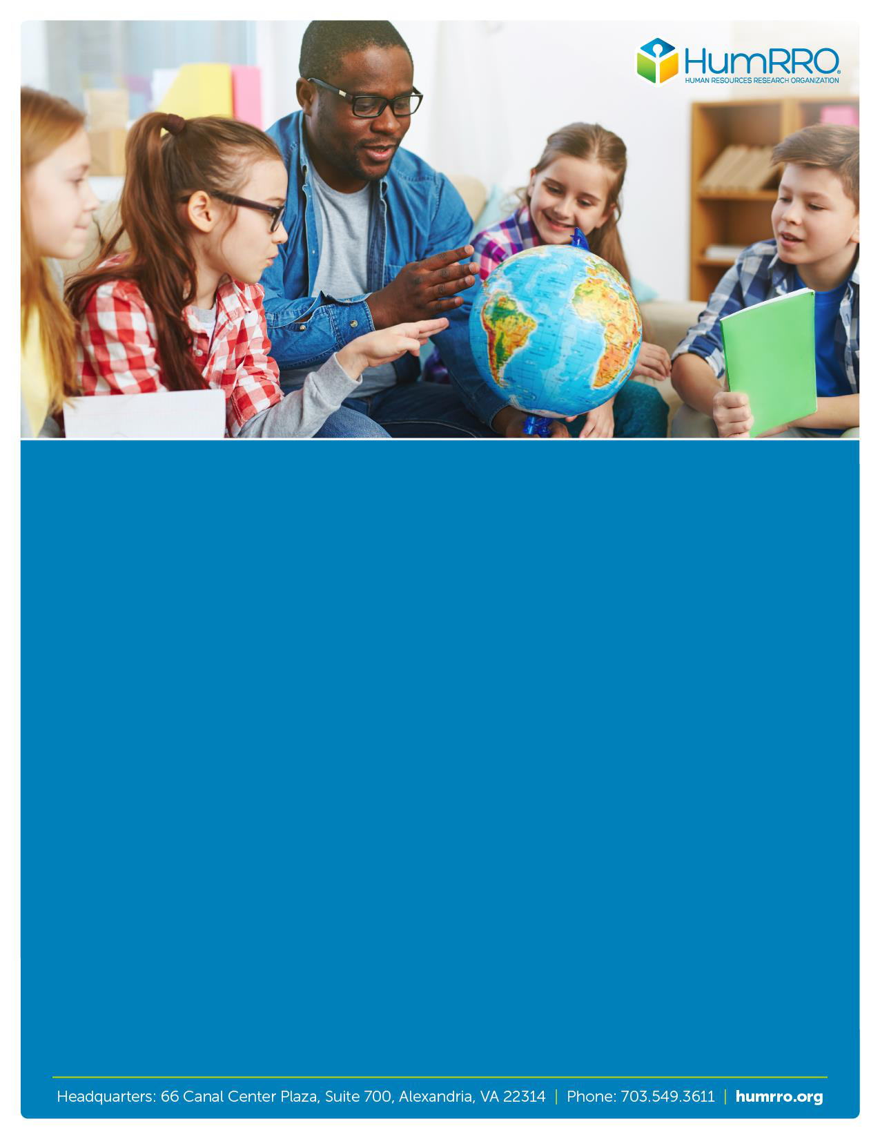 Cover page showing the report title, HumRRO branding, and a classroom photo.