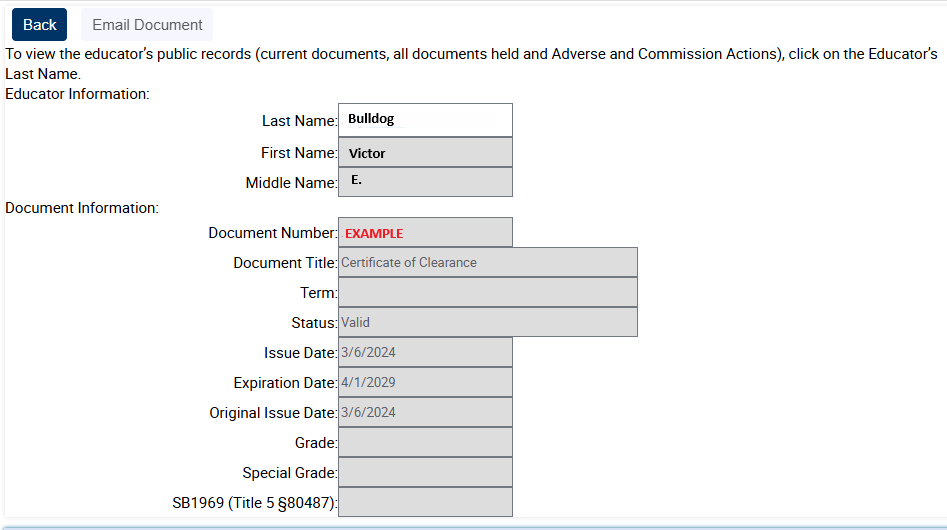 CCTC Account Certificate of Clearance Location