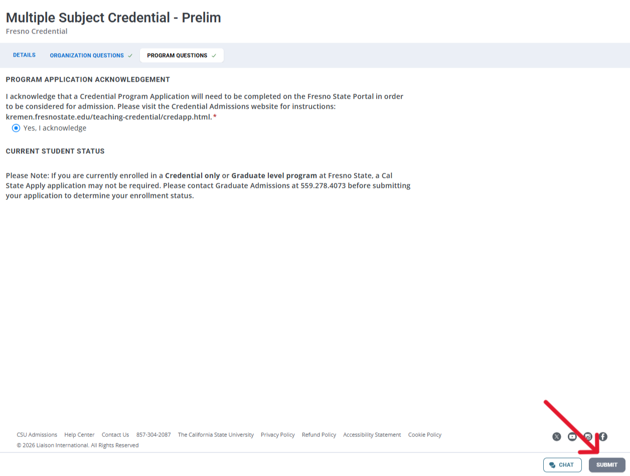 Submit Cal State App screen