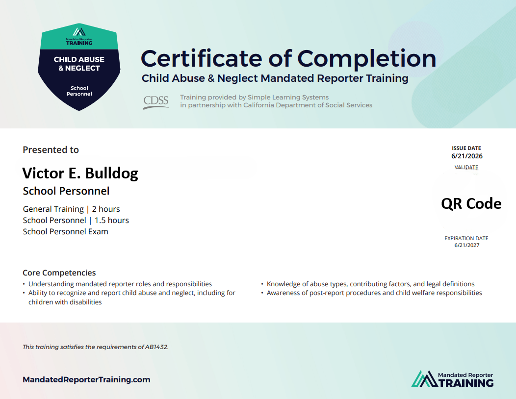 Certificate of Completion