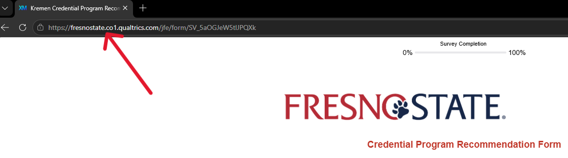 Recommendation Form URL location